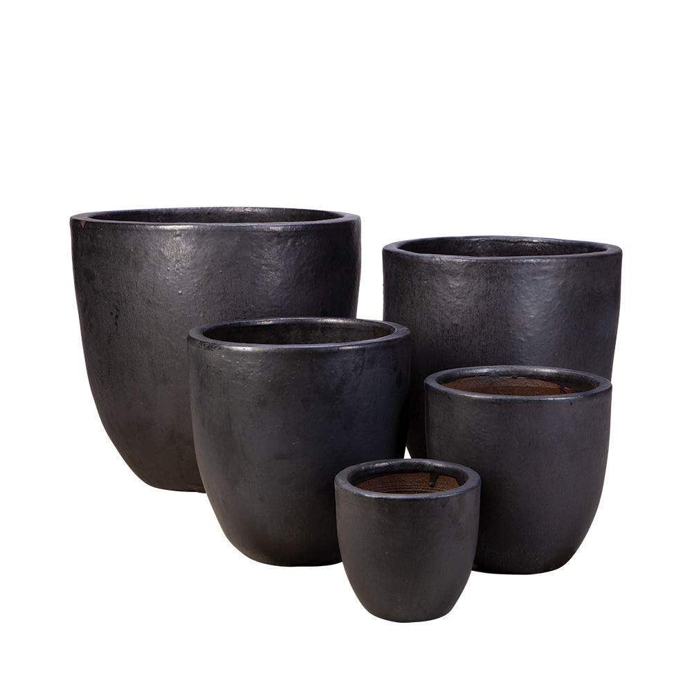 Egg Planter in Charcoal, glazed ceramic outdoor planter