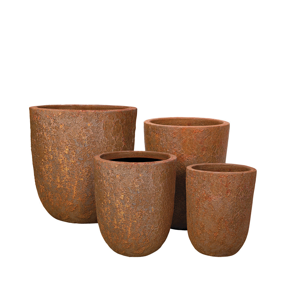 Tall Vestro in Volcanic Rust, glazed ceramic outdoor planter