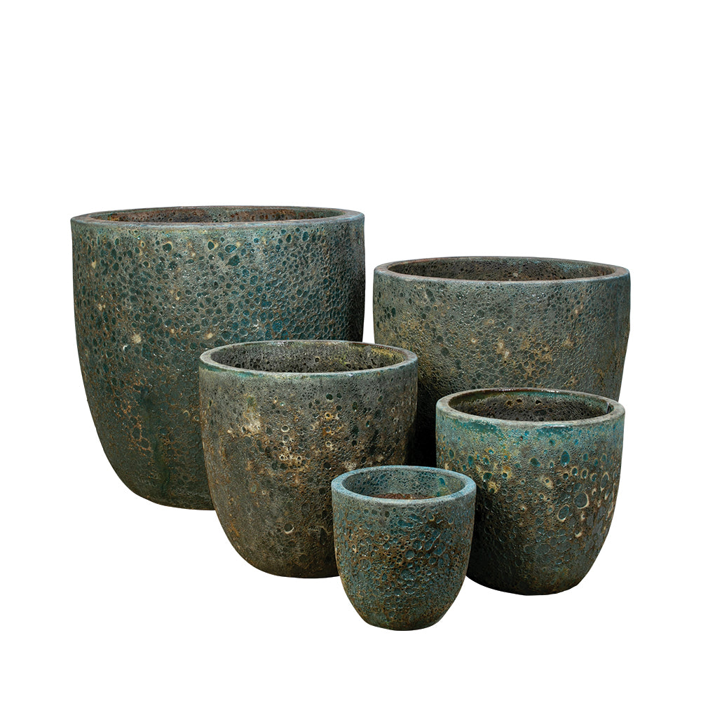 Egg Planter in Dark Lunar Blue, glazed ceramic outdoor planter