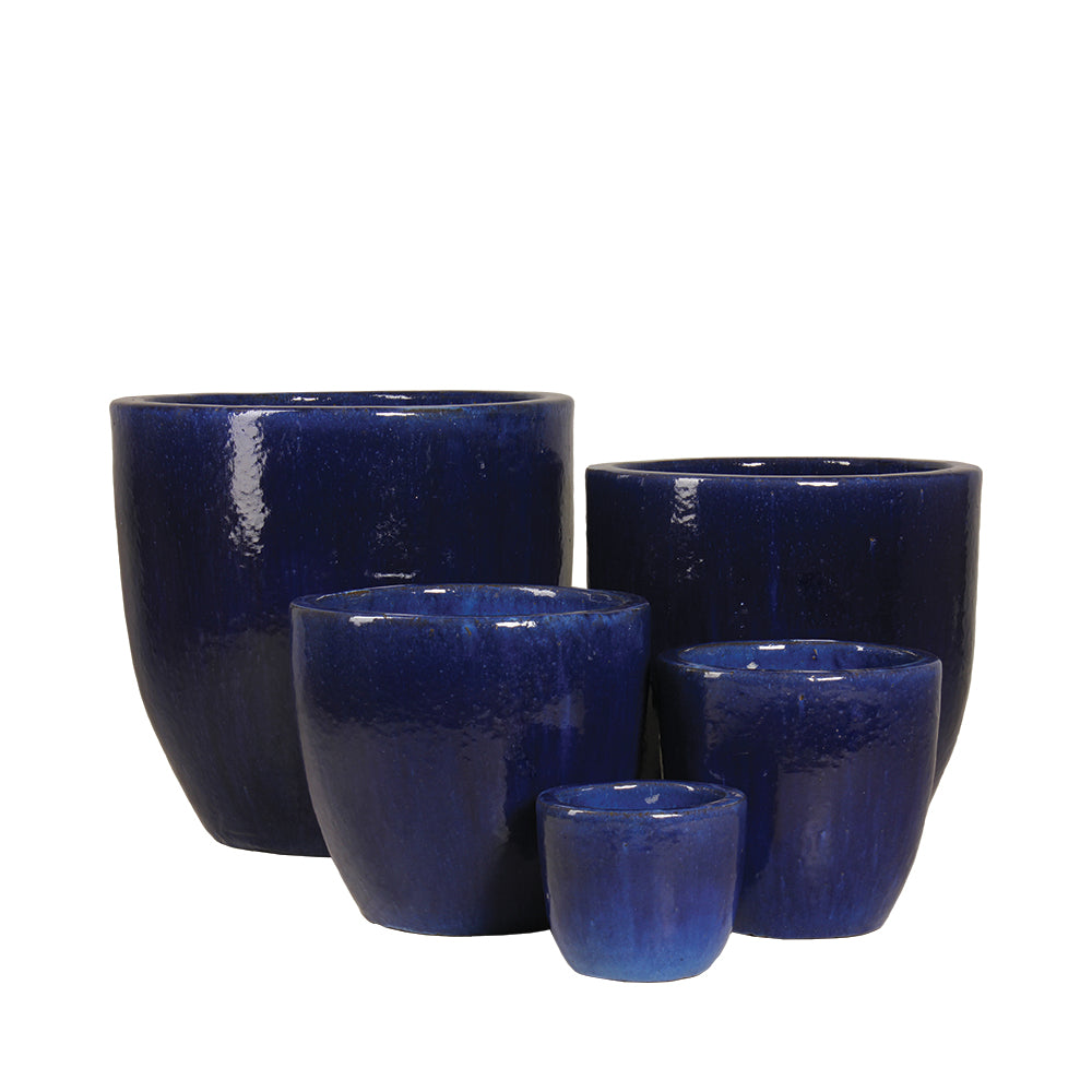 Egg Planter in Falling Blue, glazed ceramic outdoor planter