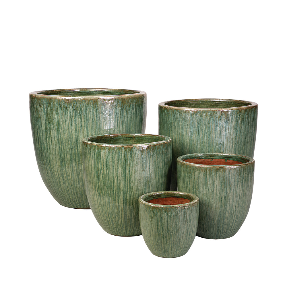 Egg Planter in Moss Green, glazed ceramic outdoor planter