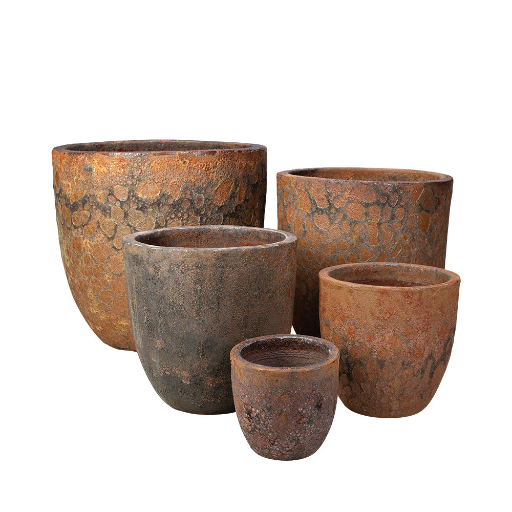 Egg Planter in Volcanic Rust, glazed ceramic outdoor planter