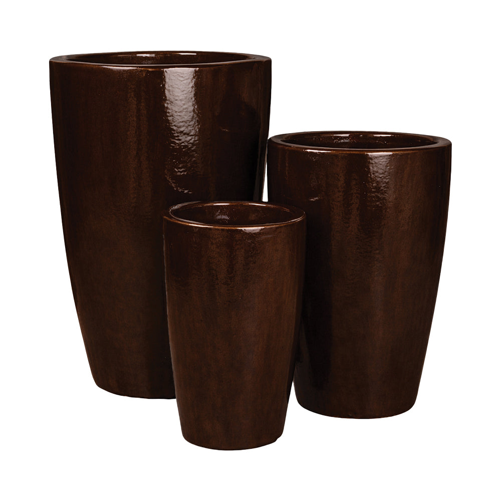 Calypso Vase in Brown, glazed ceramic outdoor planter