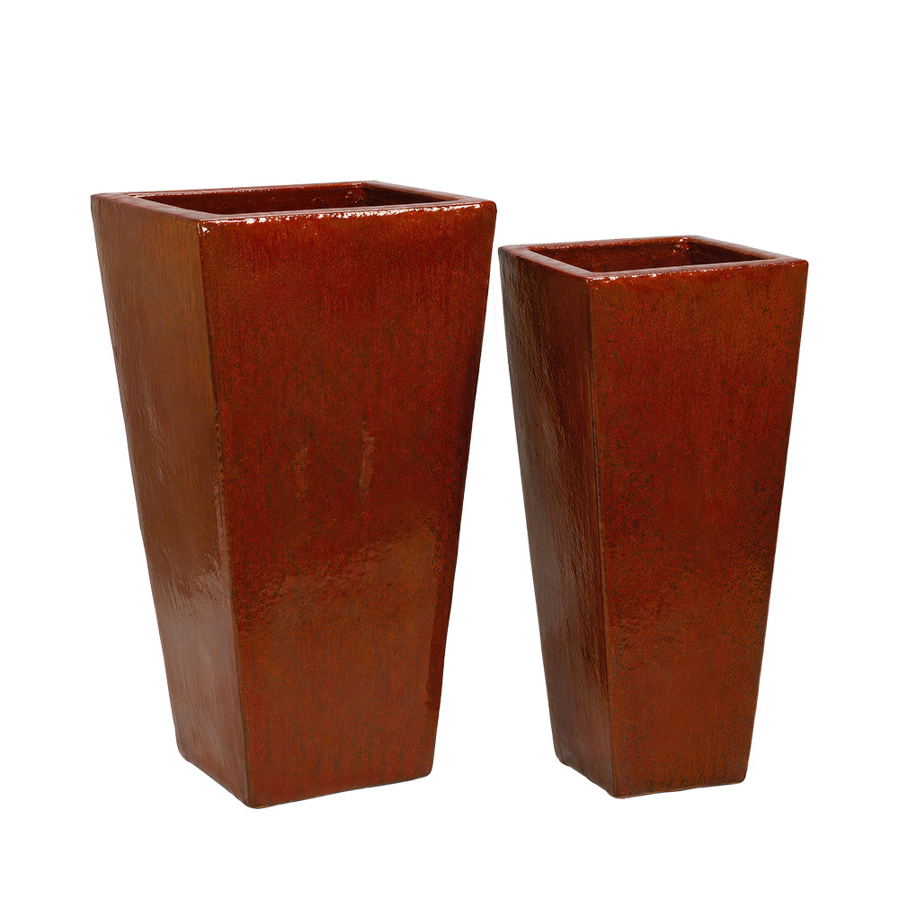 Malibu Square in Sunset, glazed ceramic outdoor planter