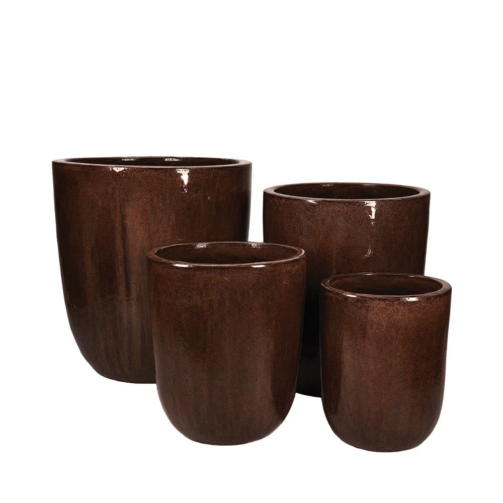 Tall Vestro in Brown, glazed ceramic outdoor planter