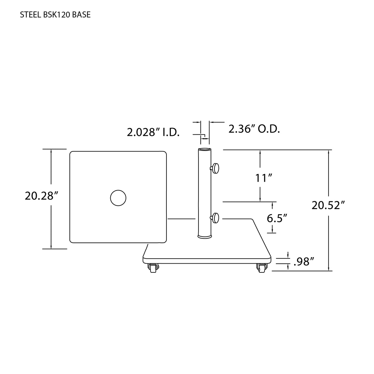 120 lb Steel Umbrella Base with Casters